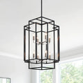 8-Lights Lantern Tiered Pendant Light Fixtures 31.5" Farmhouse Hanging Chandelier for Dining Room Living Room Island Kitchen