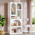 70.87" Tall Geometric Bookshelf, White Arched Bookcase with 5 Irregular Storage Shelves,Free-Standing for Living Room, Bedroom