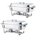 Warmounts 8QT 2/4/6/8 Pack Grid Pans Rectangle Chafing Dish Food-Grade Stainless Steel Catering Buffet Food Meal Plates