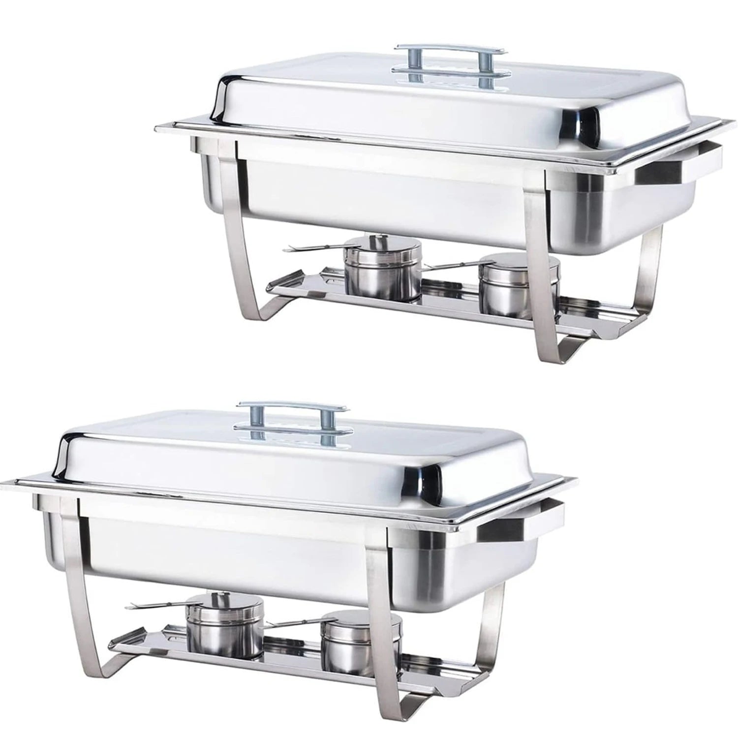 Warmounts 8QT 2/4/6/8 Pack Grid Pans Rectangle Chafing Dish Food-Grade Stainless Steel Catering Buffet Food Meal Plates