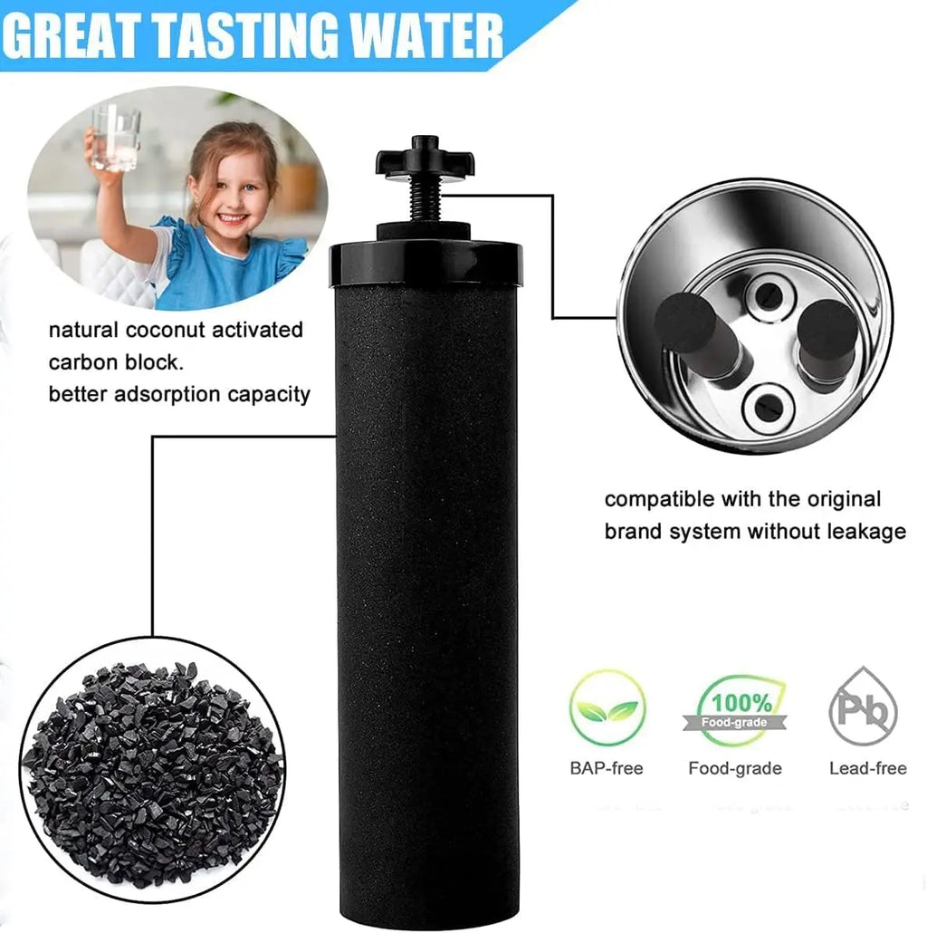 Water Filter Replacement, 4 Black & 4 Fluoride Filters