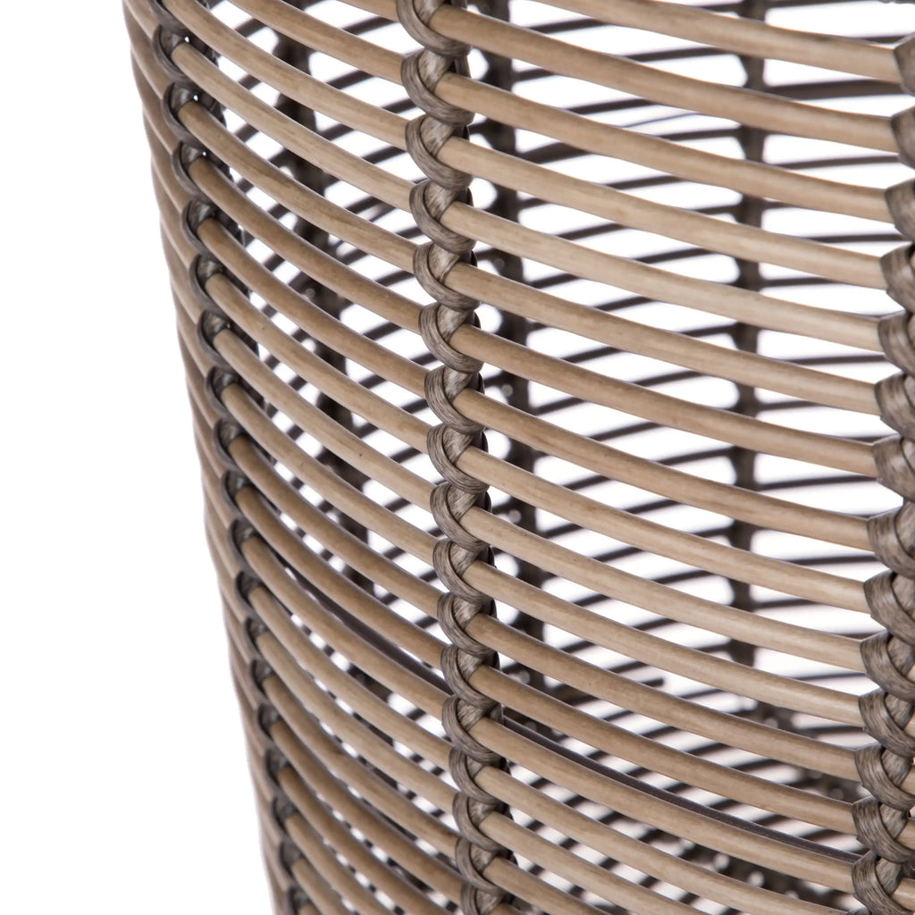 (2 pack)  Extra Large Round Poly Rattan Decorative Storage Basket with Handles, 18.7 in x 16 in