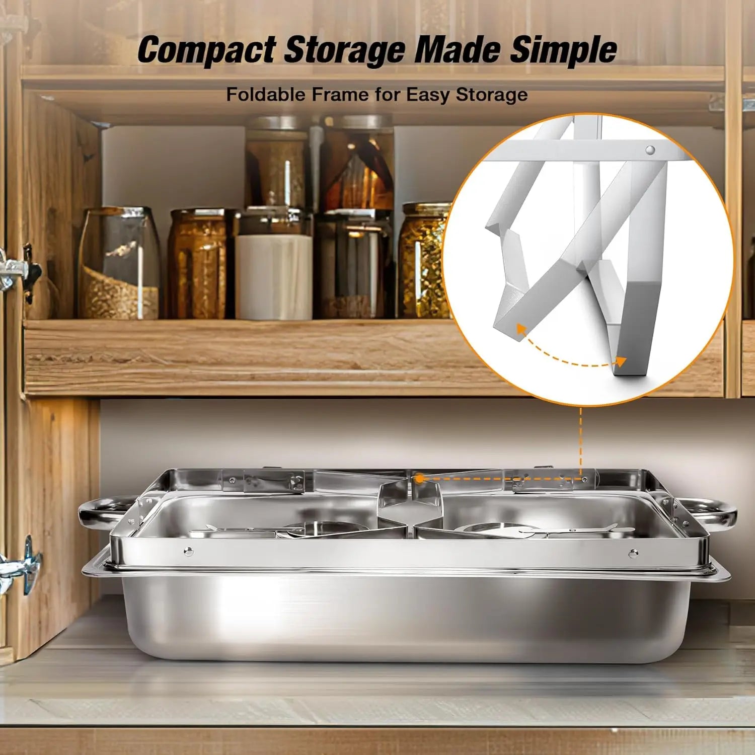 Warmounts 8QT 2/4/6/8 Pack Grid Pans Rectangle Chafing Dish Food-Grade Stainless Steel Catering Buffet Food Meal Plates