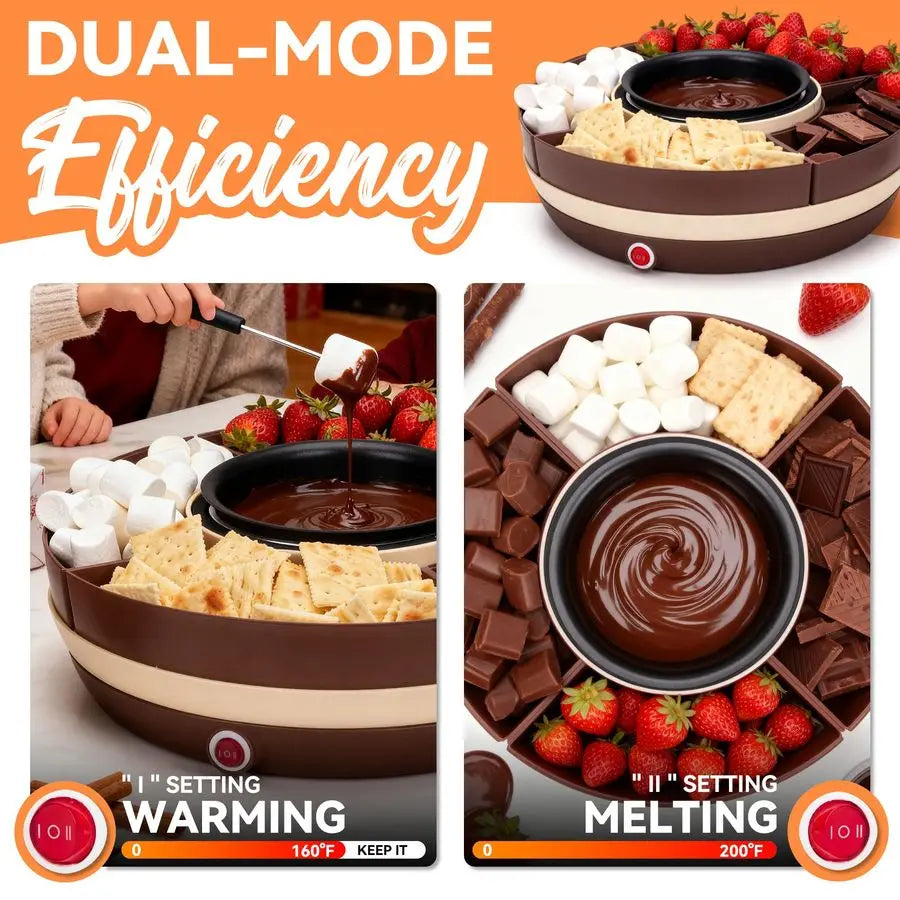 Fondue Pot Electric Rotating 4 Trays