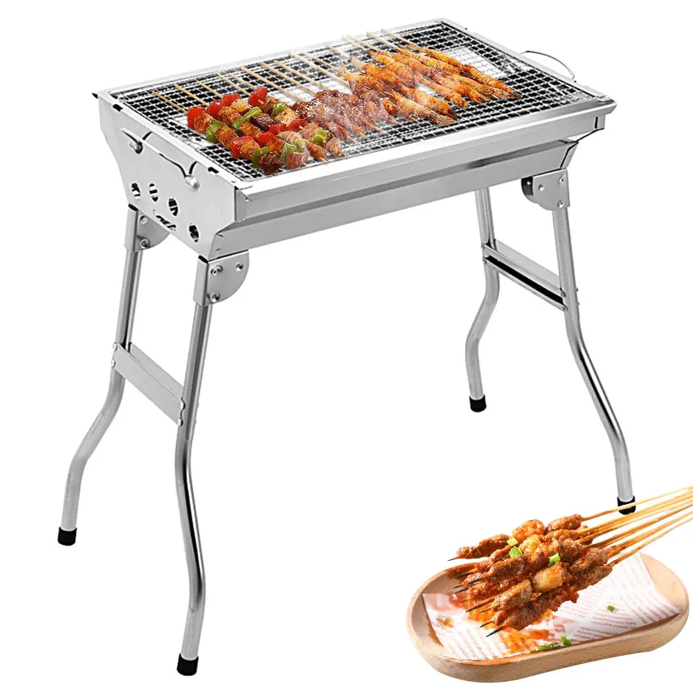 Charcoal Grill, Stainless Steel Foldable Charcoal BBQ