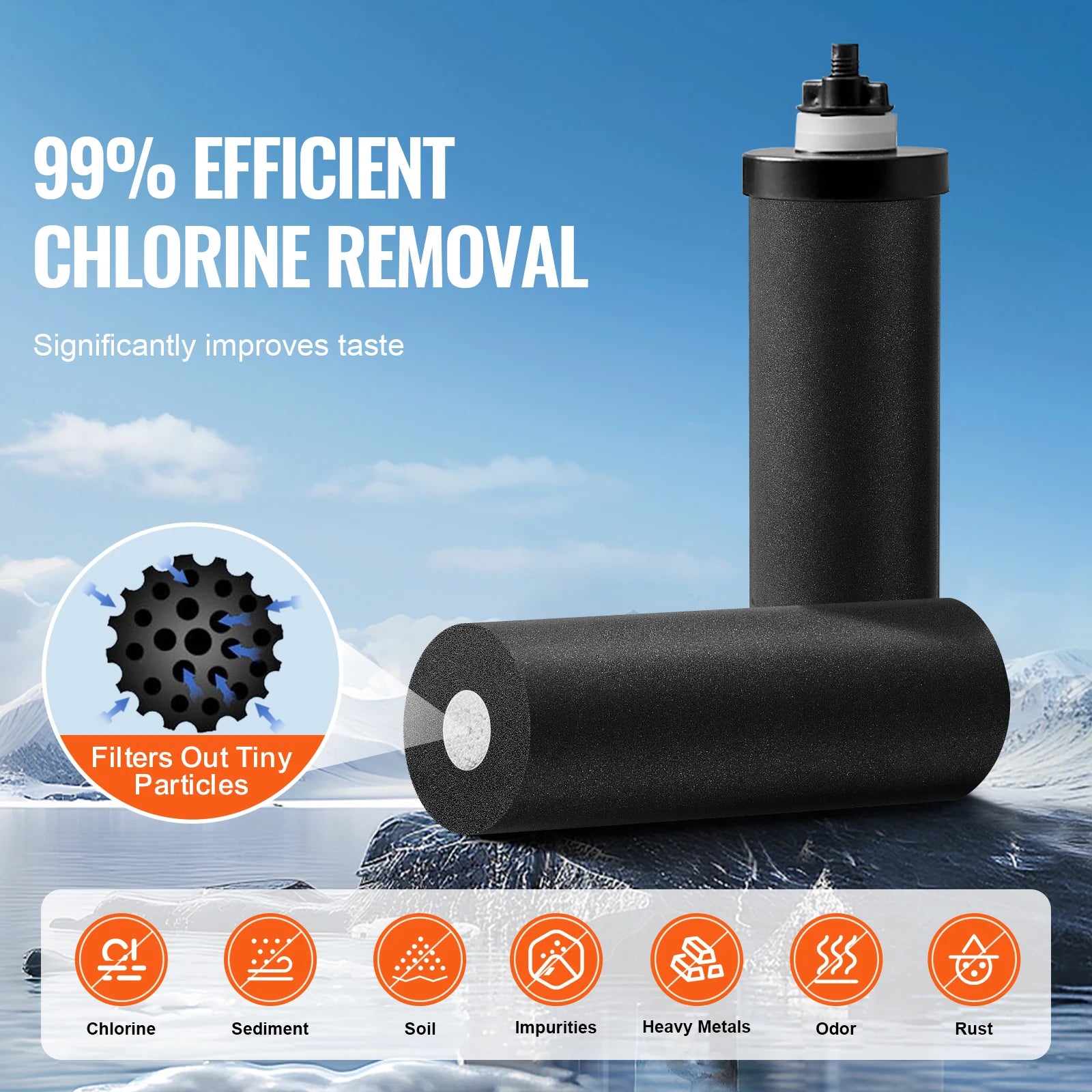 Water Filter System, Stainless Steel, 2 Carbon Filters