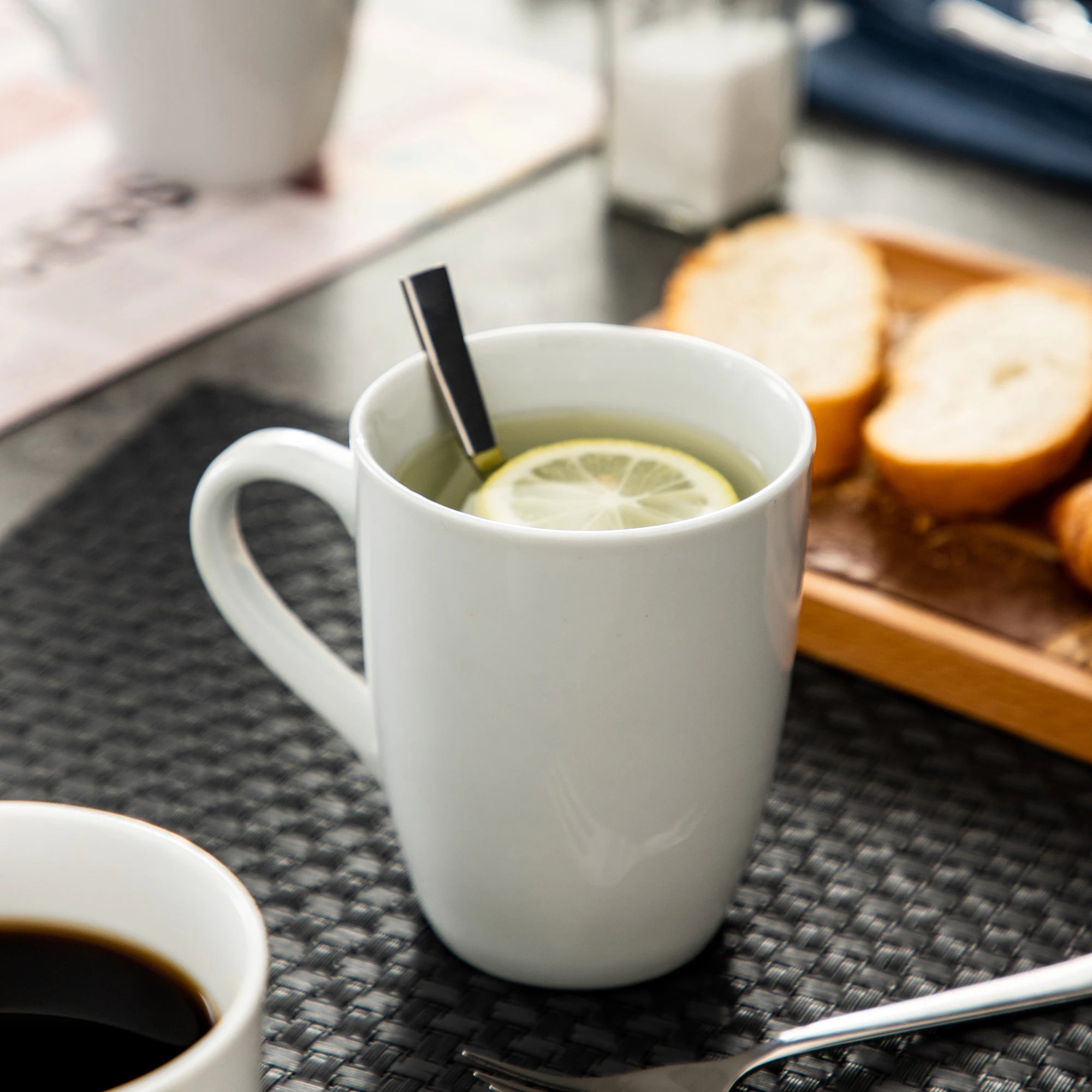 Mugs, 6 Pieces White Porcelain