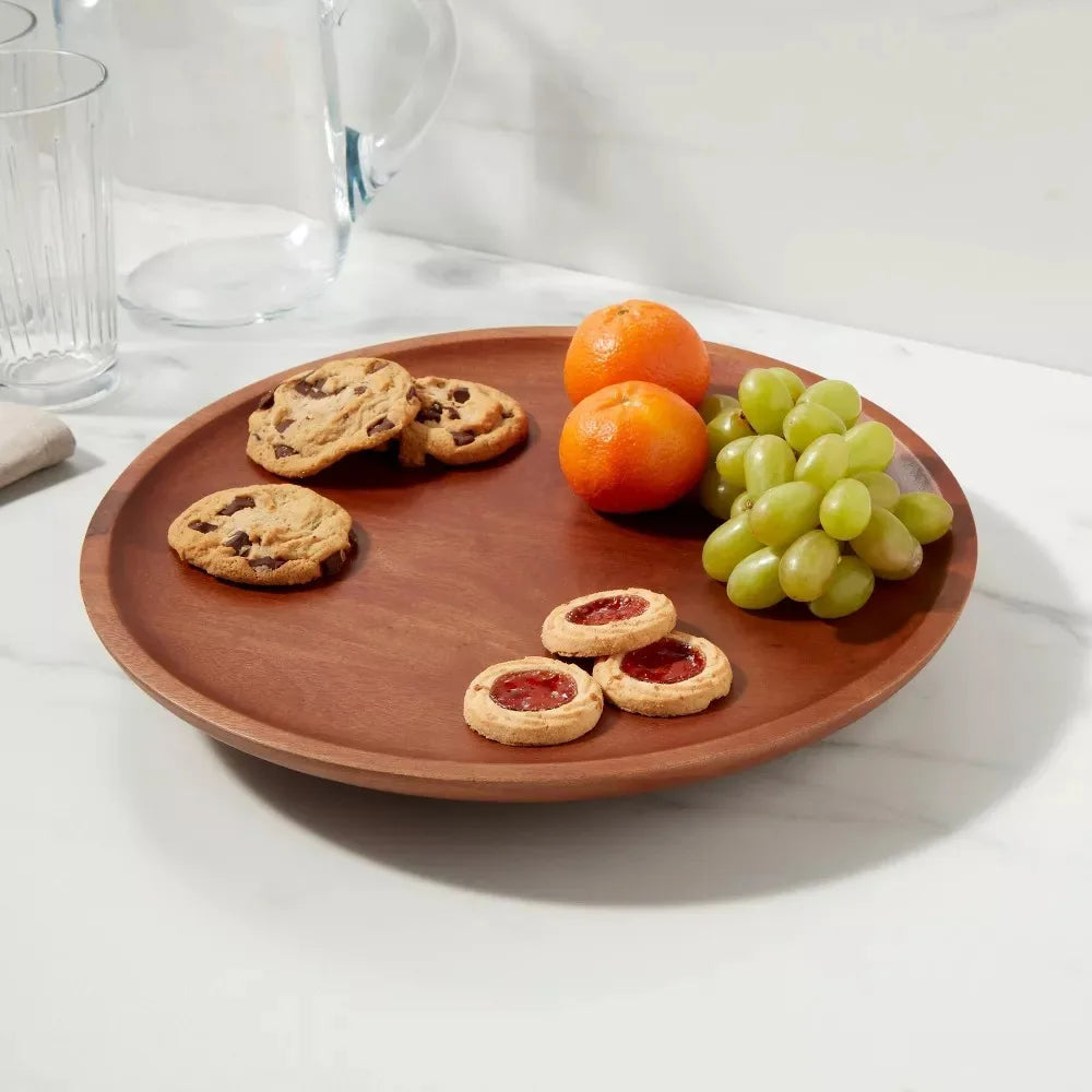 13.5" Wood Lazy Susan Turntable Organizer for Kitchen Table Top,Round Wooden Rotating Tray for Cabinet Pantry Countertop