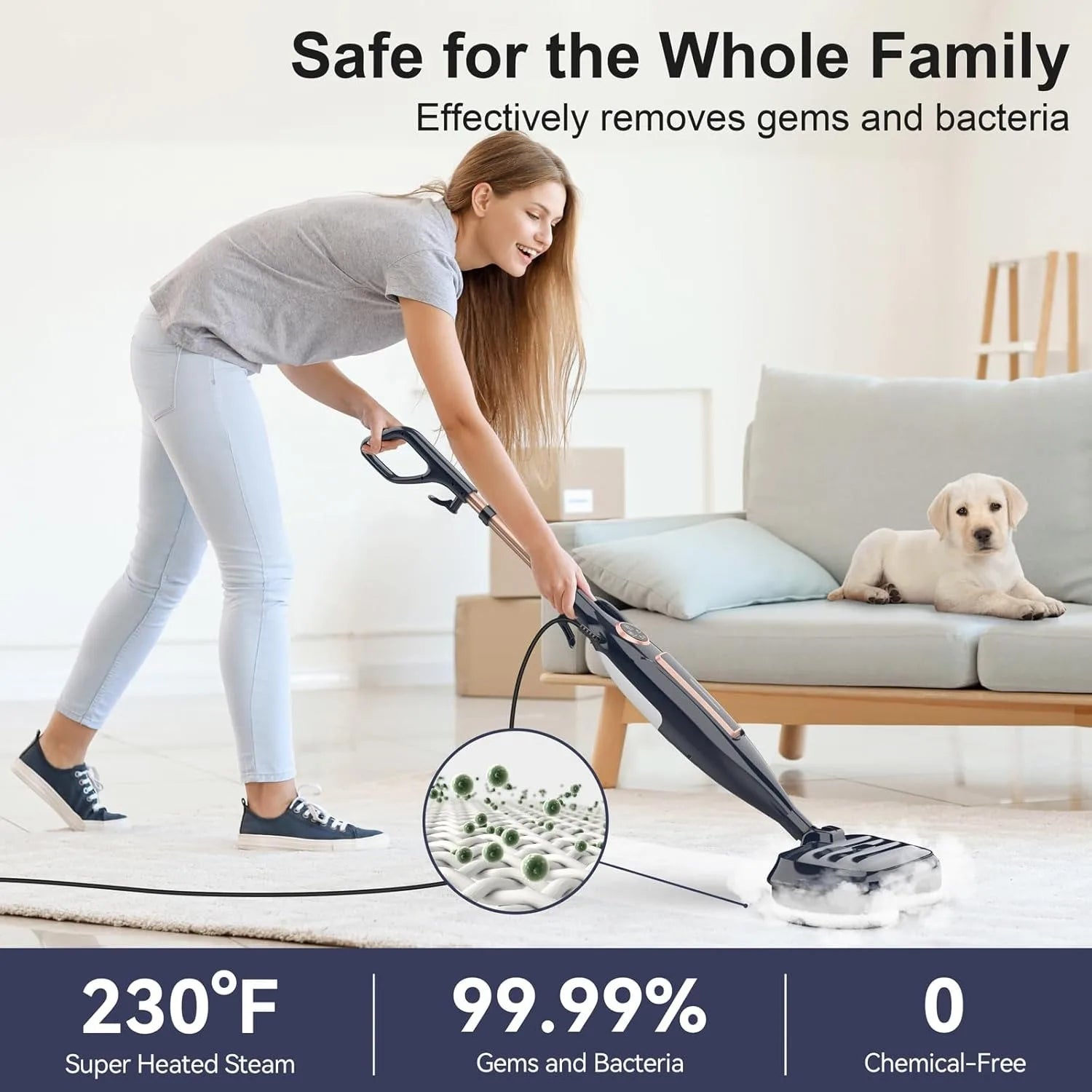 Mop Cleaner, Steam w/ Rotating Pad Floor Steamer for Hardwood Laminate
