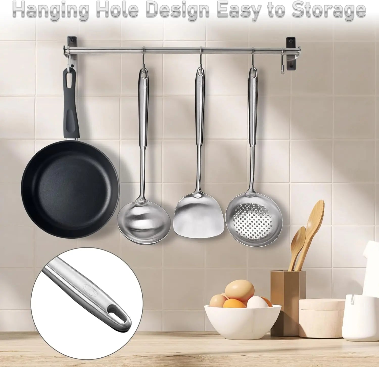 Wok Utensils, 4-Piece Stainless Steel