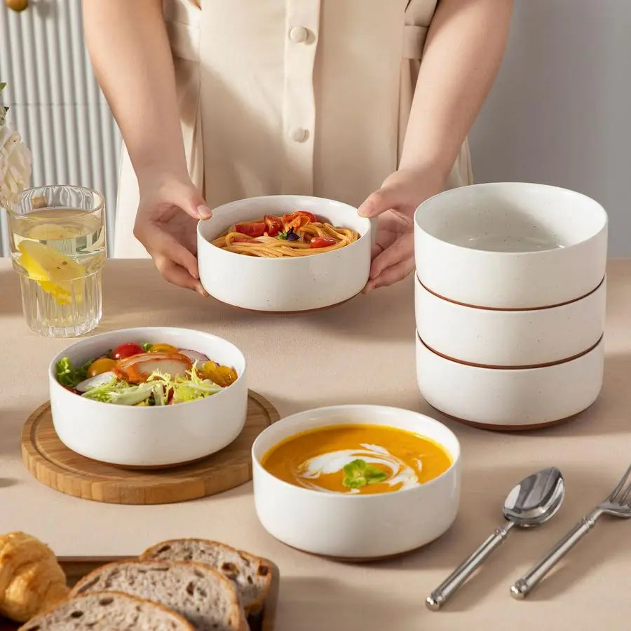 Bowls, Set of 6 Ceramic White