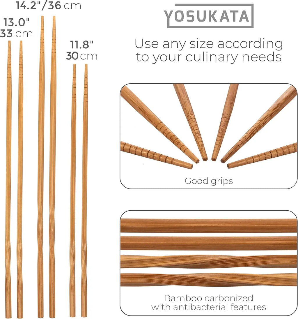 Wok Utensil Set, Steel 17-in 3 Pairs Chopsticks