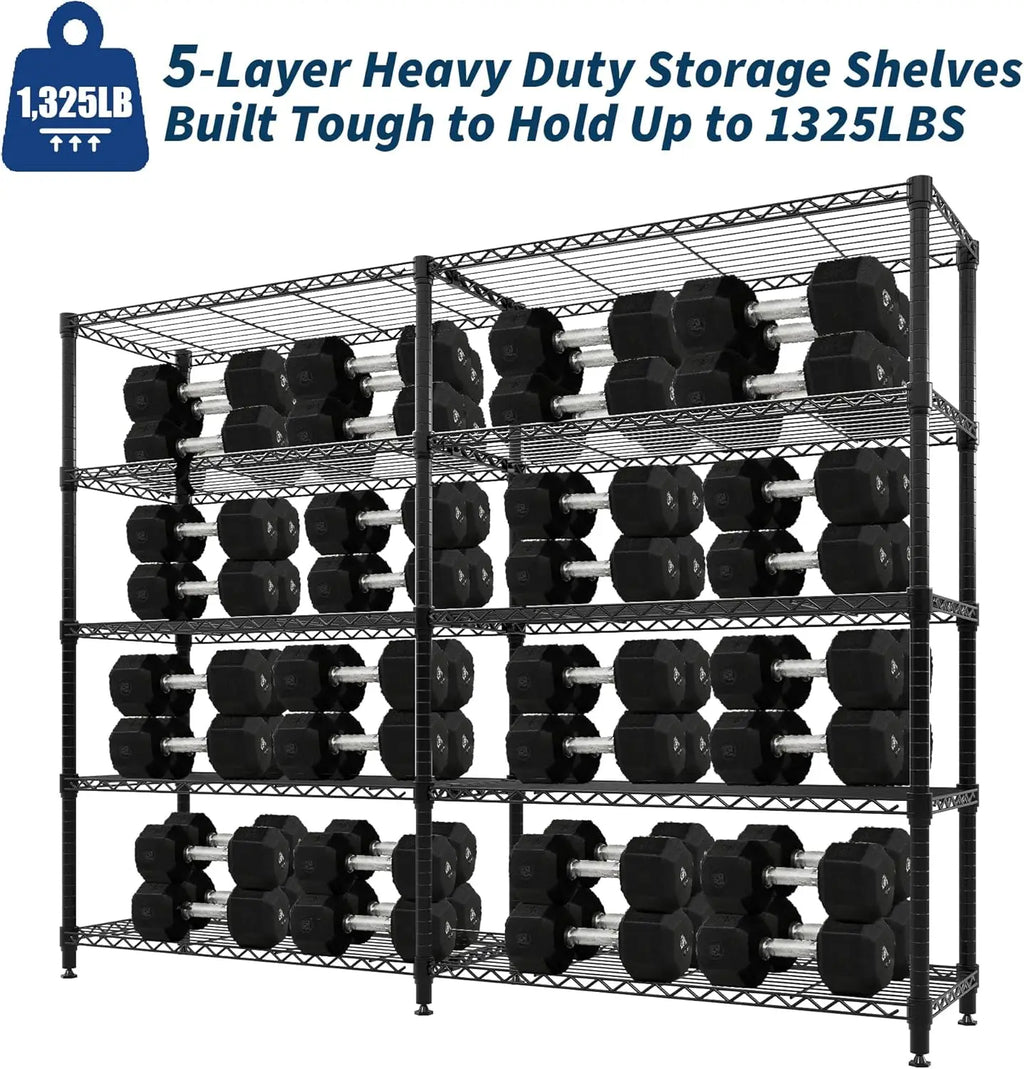 5-Tier Storage Shelves Metal Shelving Unit 15.8" x 70.8" x 70.5" 1325 LBS Heavy Duty Storage Rack for Home, Pantry & Warehouse