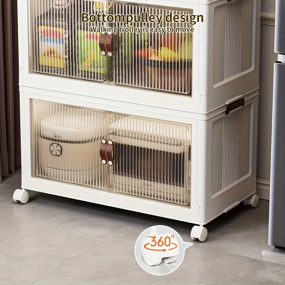 Collapsible Storage Container with 4 to 5 Layers, Spacious Dual-Access Organizer, Big Storage Bin Featuring a Lid And Wheels