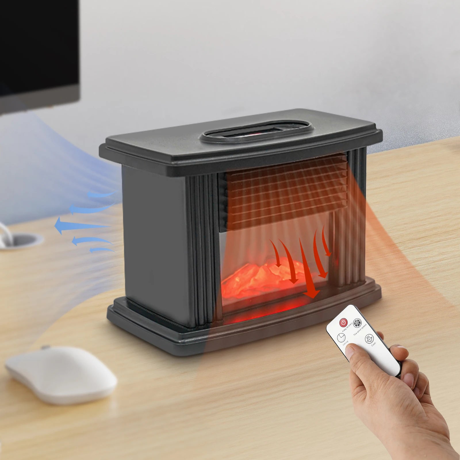1000W Electric Fireplace with 3D Flame Effects And Log Burner for Standing Space Heating Ideal for Rooms up to 10m²/107.63ft²