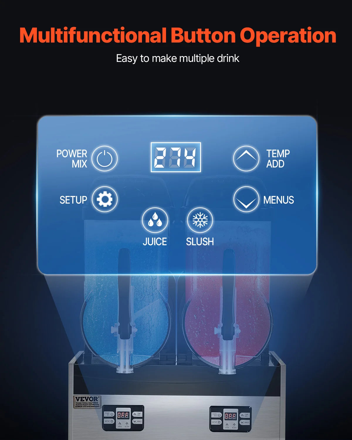 Slushy Machine, 1-3 Tanks Stainless Margarita Smoothie Frozen Drink Maker