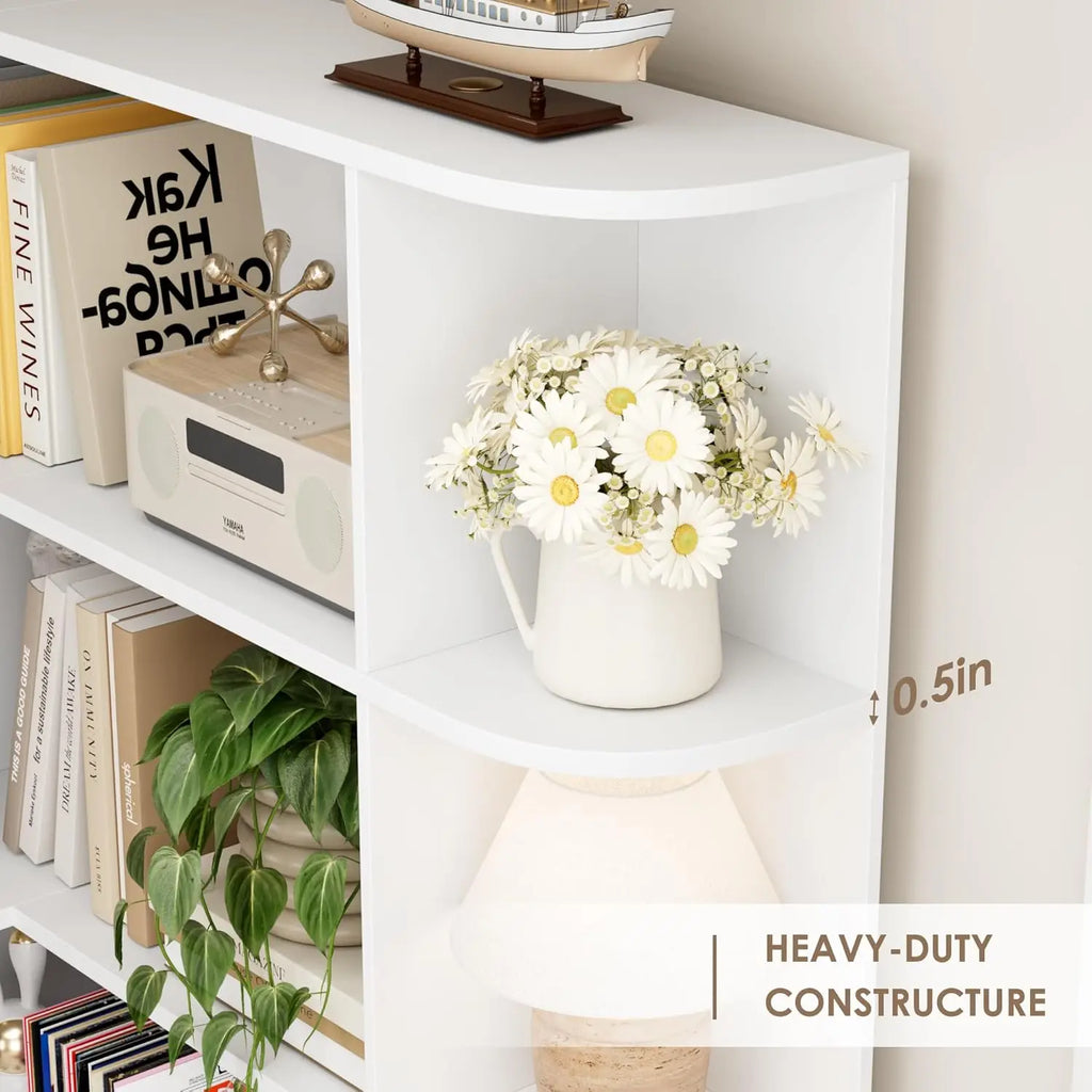 74” Tall Corner Bookshelf, 6-Tier Bookshelf and Bookcase with Open Storage, L Shaped Tall Bookcases Wooden Storage, Customized