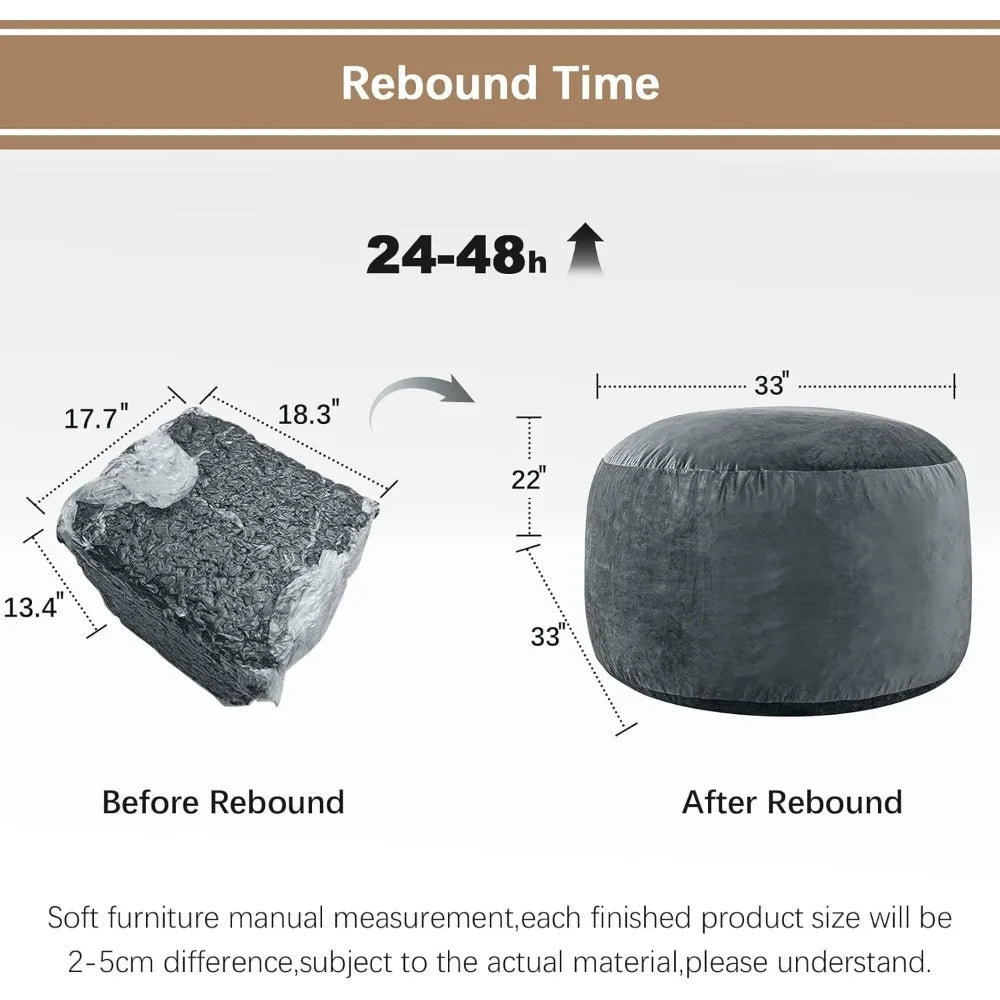 3 Feet Bean Bag Chair - BeanBag Chairs for Adults, Living Room Furniture Sofa with Soft Micro Fiber Cover  Fast shipping