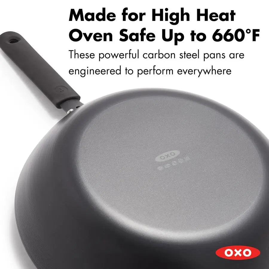 Wok Pan, 12 in Induction, Steel, Oven Safe