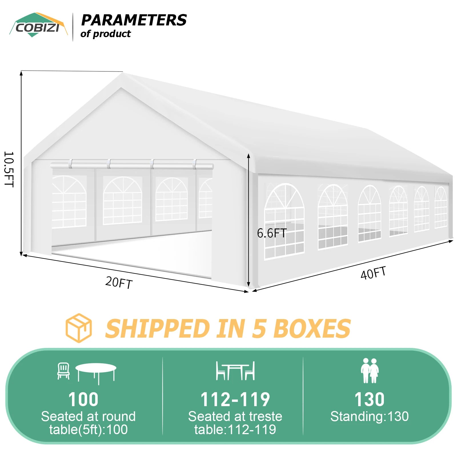 20x40FT Party Tent Heavy Duty, Wedding Tent, Event Tent for Parties, with 8 Removable Sidewalls, 20x40 Tent Carpas para Fiestas