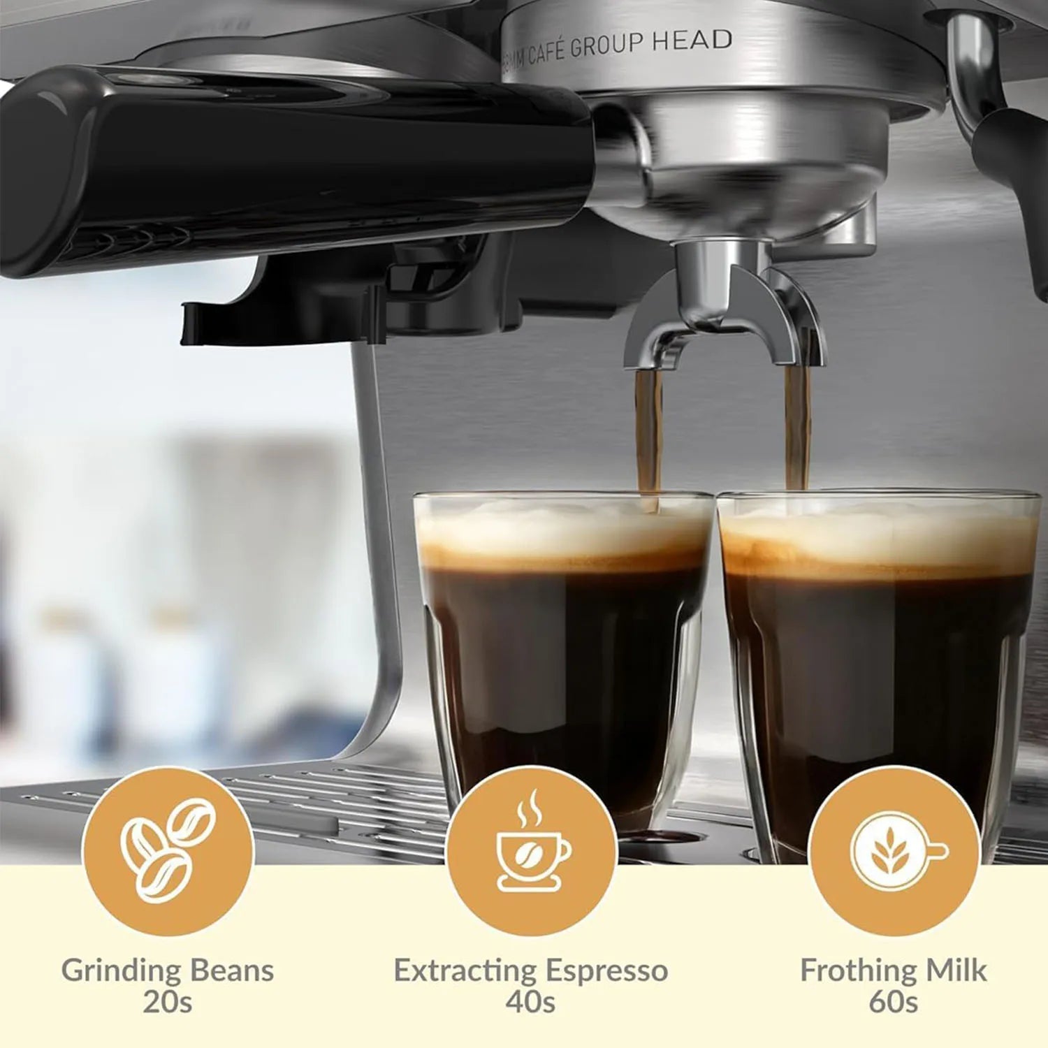Espresso Machine w/ Grinder Latte Cappuccino Gift