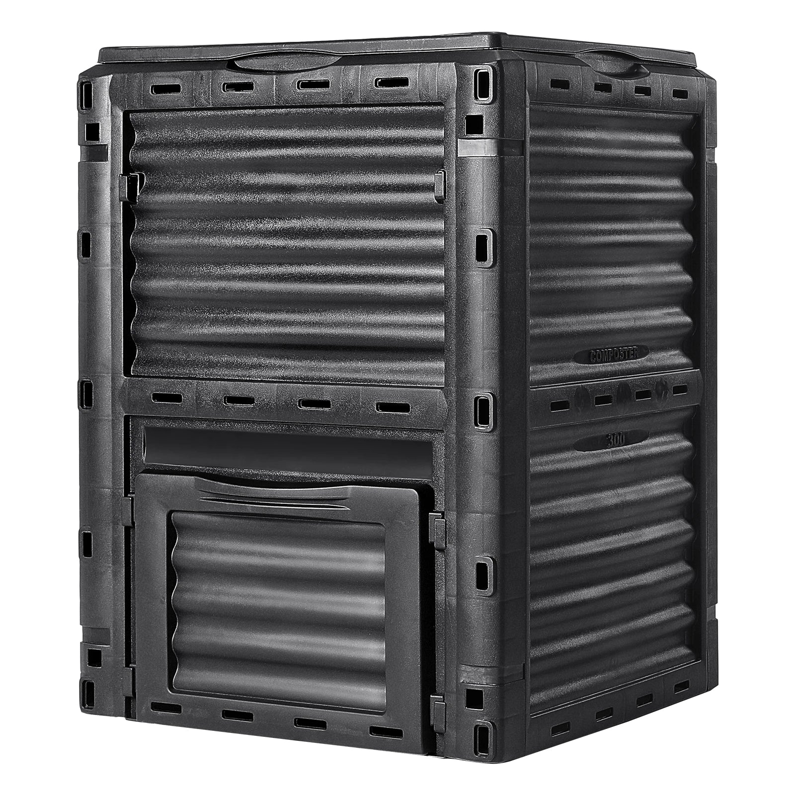 SucceBuy Garden Compost Bin BPA Free Composter Large Capacity Outdoor Composting Bin with Top Lid and Bottom Door Ample Space