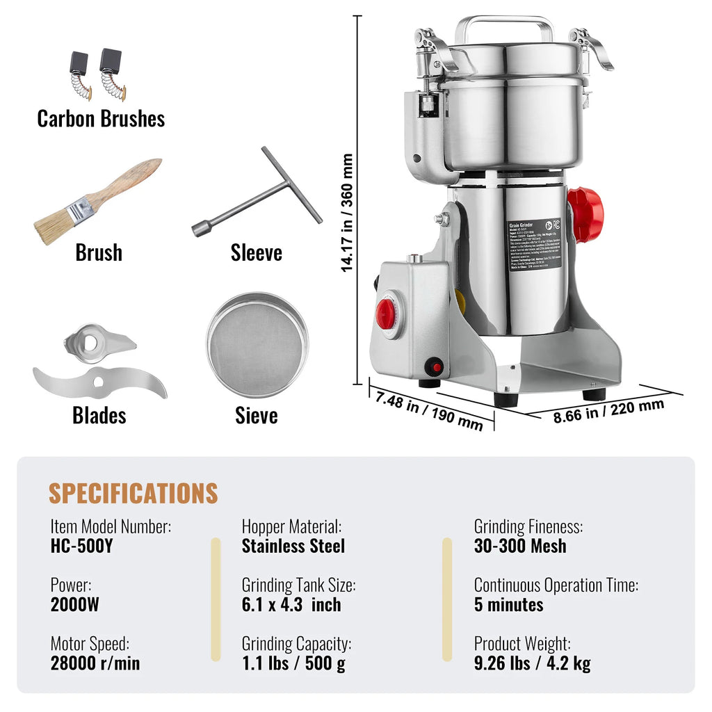 Grain Mill Grinder, Spices Herbs Grains Spices Cereals Coffee Corn