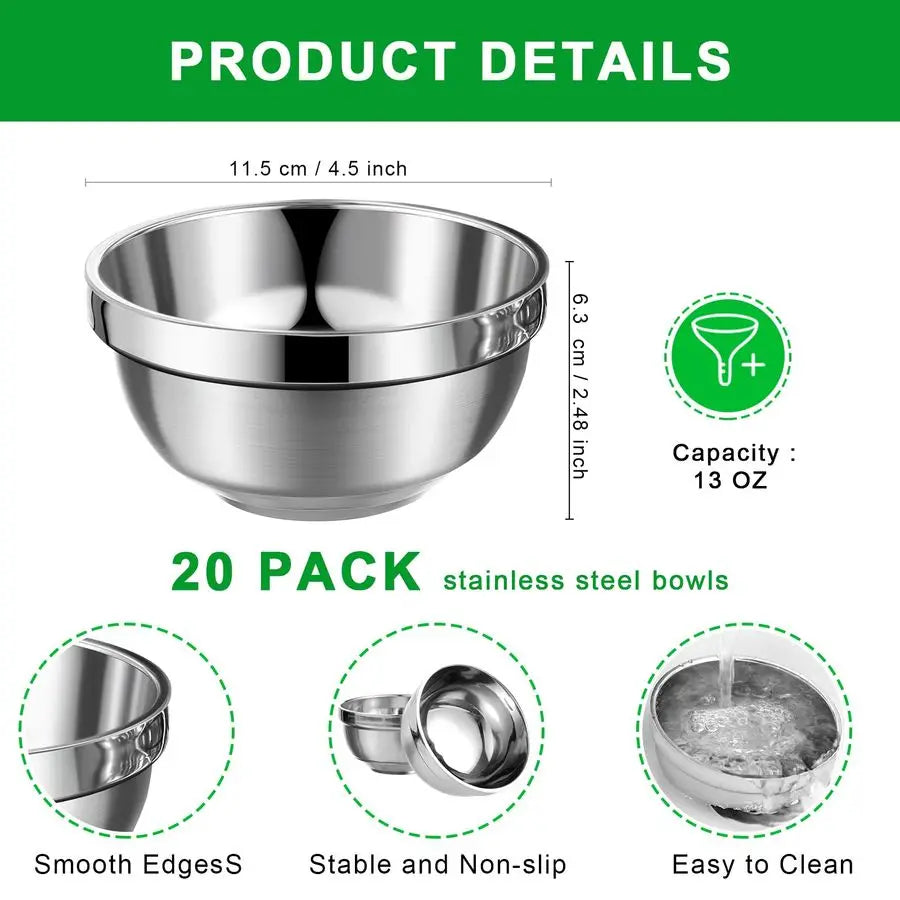 Bowls Set 20-Pack Insulated Stainless Steel
