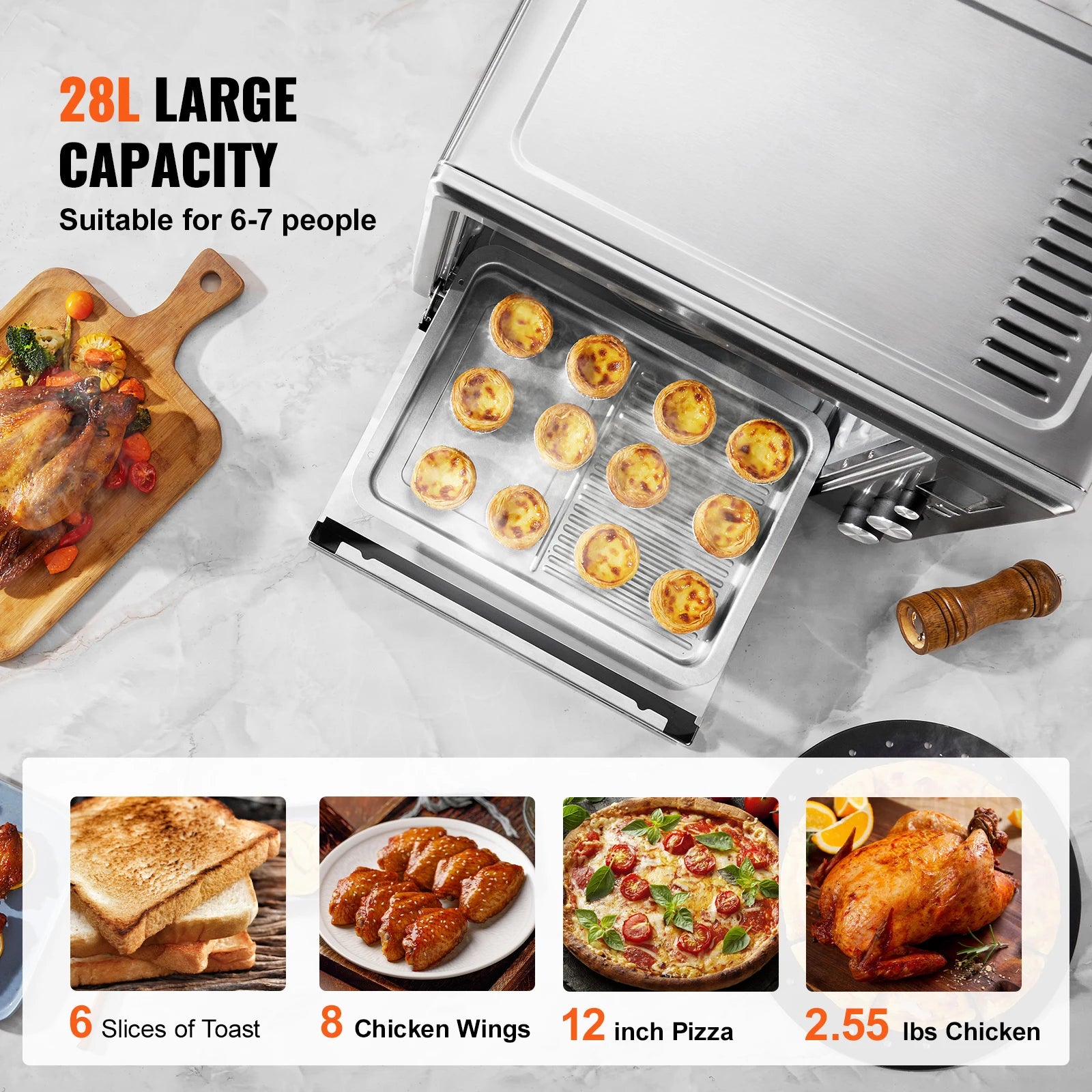 Air Fryer, Toaster Oven, Convection Oven 1800W 2-Tier
