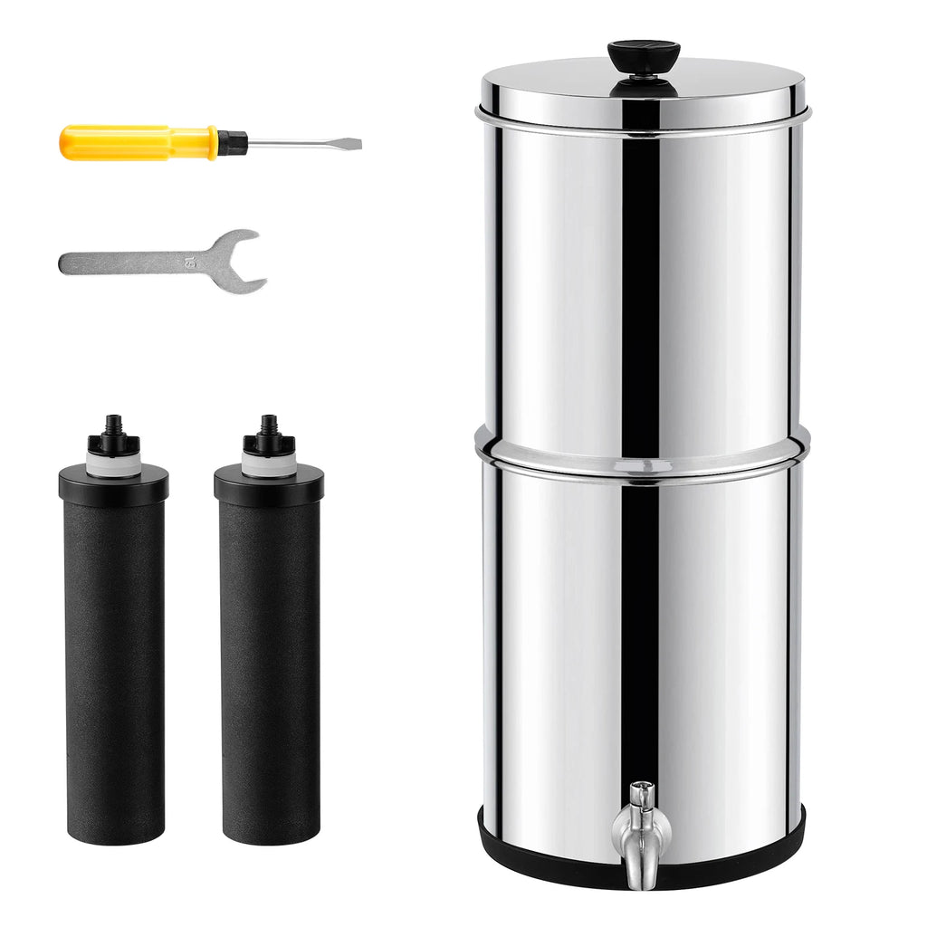 Water Filter System, Stainless Steel, 2 Carbon Filters