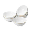 Bowls w/ Gold Trim, Set of 6, White Porcelain