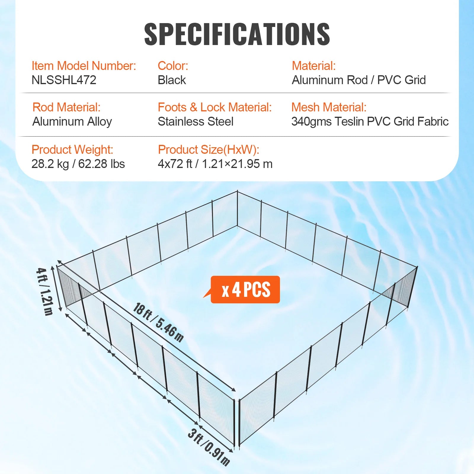 SucceBuy Pool Fence Pool Fences for Inground Pools Removable Child Safety Fencing Teslin PVC Fence Mesh Protects Kids and Pets
