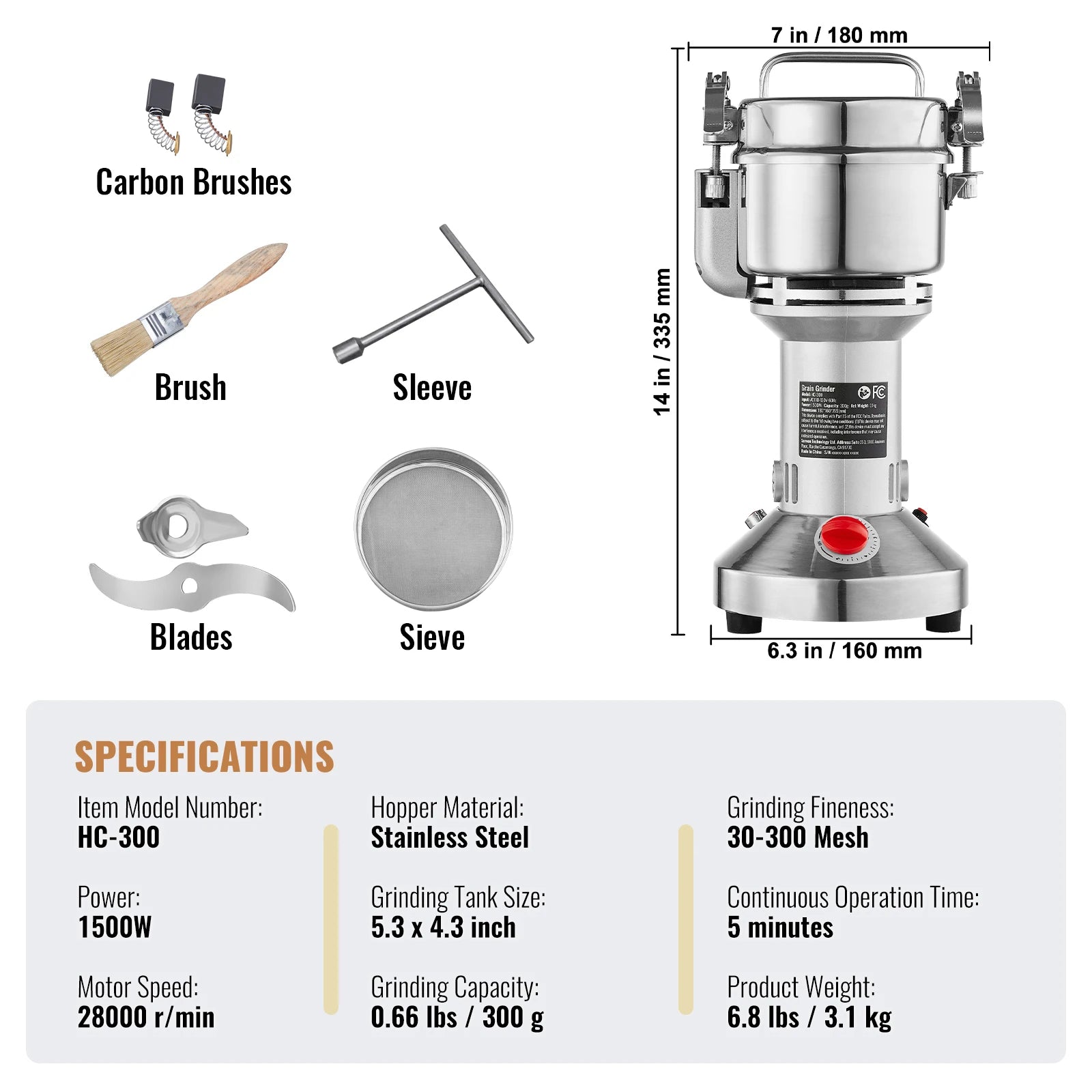 Grain Mill Grinder, Spices Herbs Grains Spices Cereals Coffee Corn