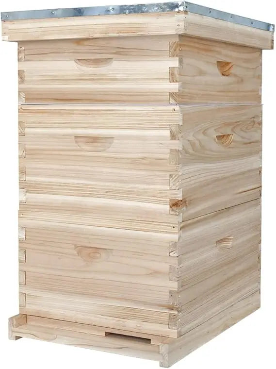 10-Frame Complete Bee Hives and Supplies Starter Kit, Beehives for Beginners with Beehive Frames and Waxed Foundations