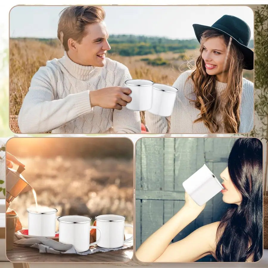 Mugs, 24-Pcs White Enamel