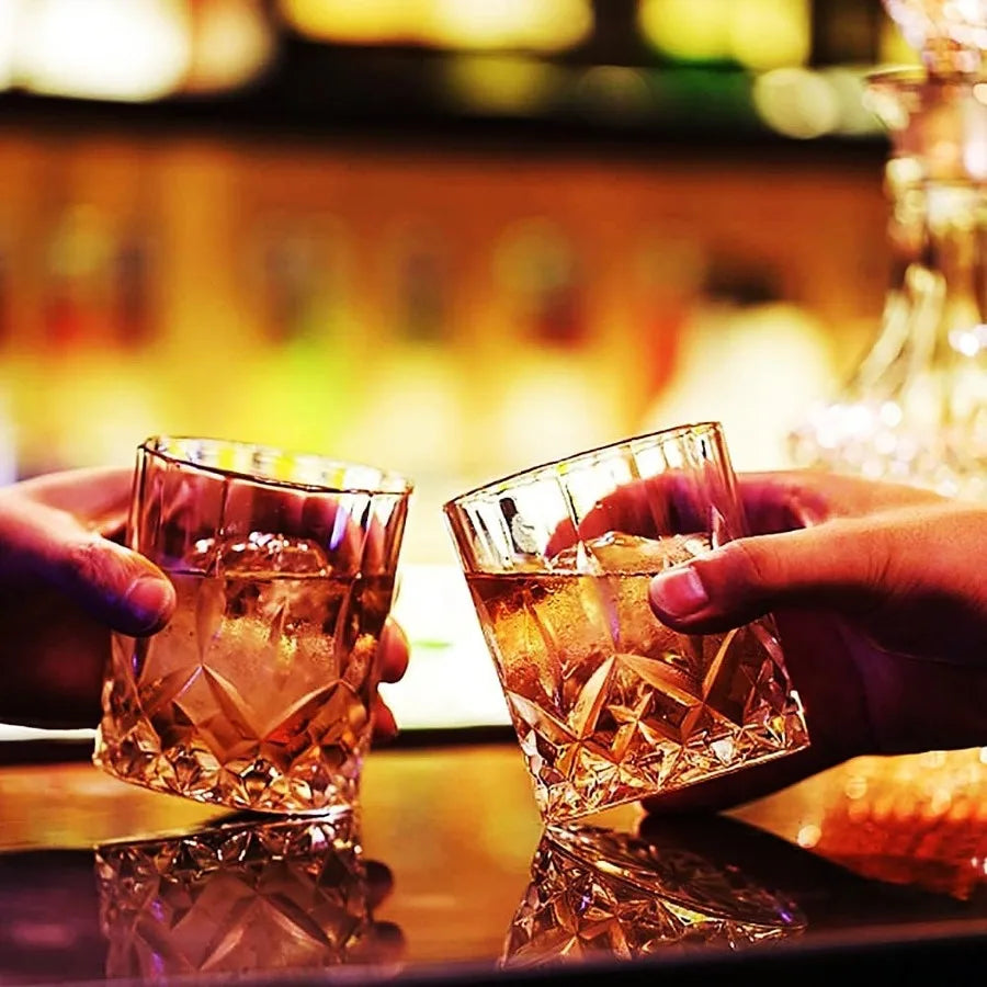 Whiskey Glasses, Set of 4 Rock 11 oz Lead-Free Crystall