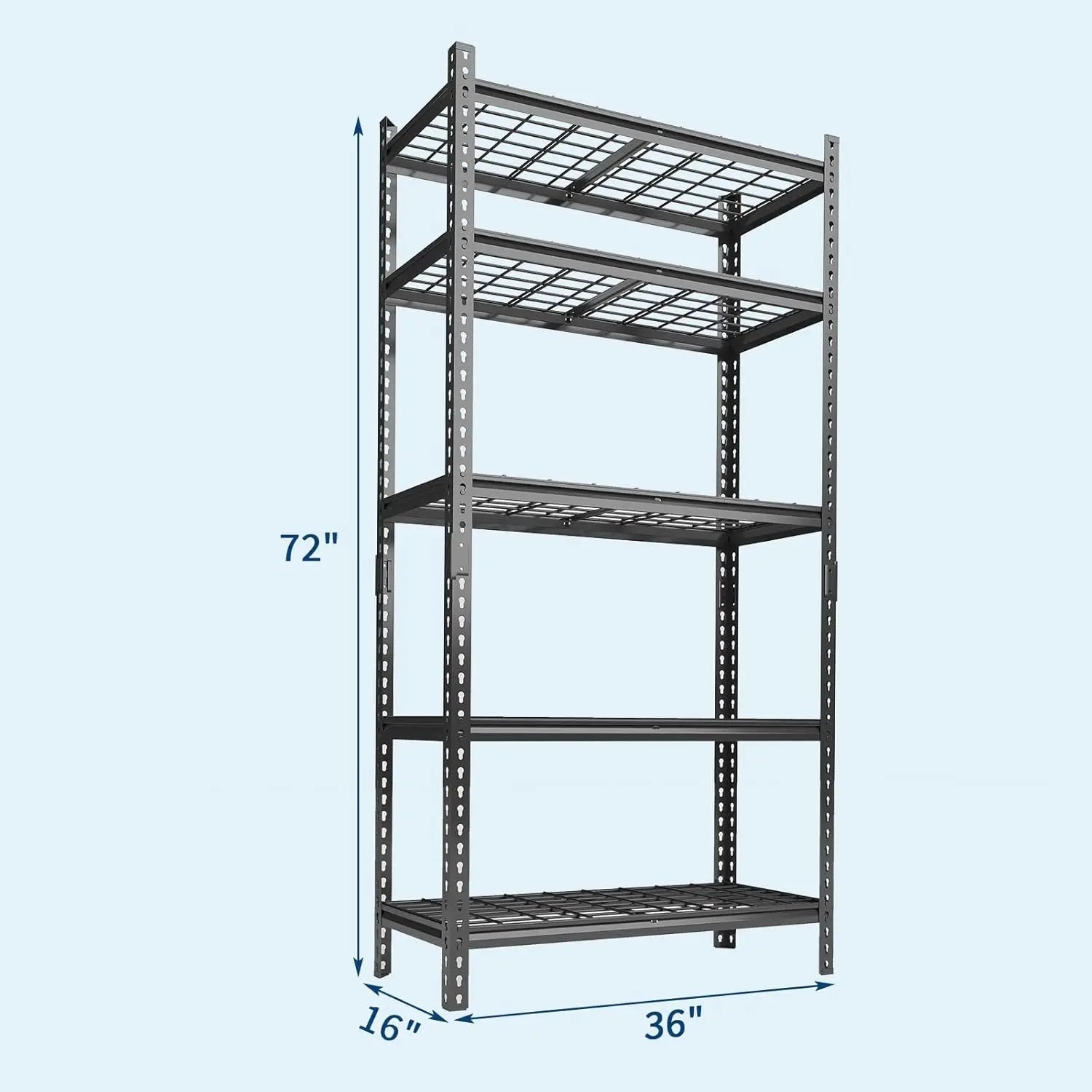 Garage Shelving - 2200 LBS Extremely Sturdy, Adjustable Metal Shelving, Heavy Duty 5 Tier Storage Shelves for Warehouse Workshop