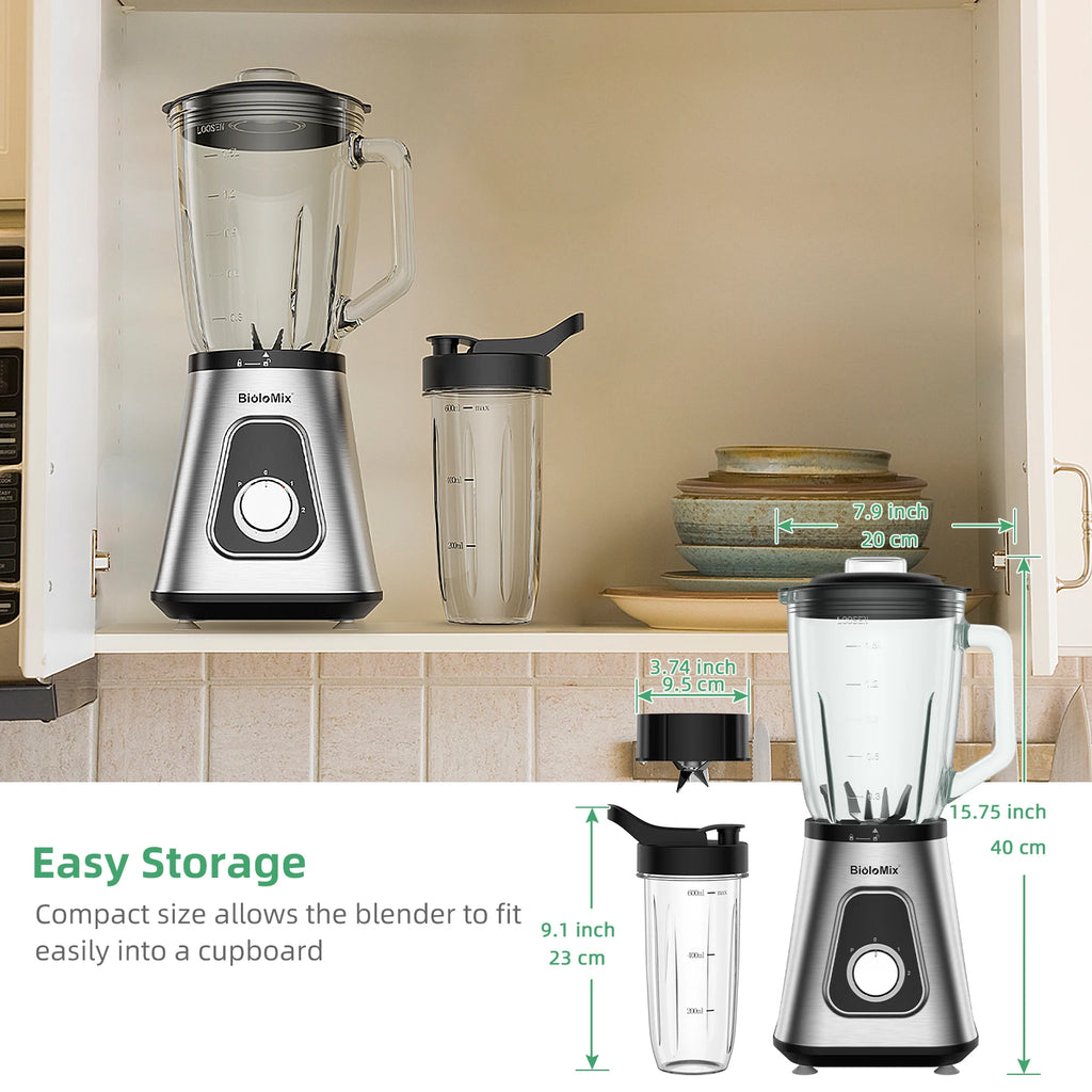 Blender w/ 1.5L Glass Jar, Personal Combo Smoothie Frozen Fruit Drinks,  Sauces