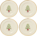 Holiday Tree Accent Plates, Service for 4, Christmas Dishes Dinnerware Set