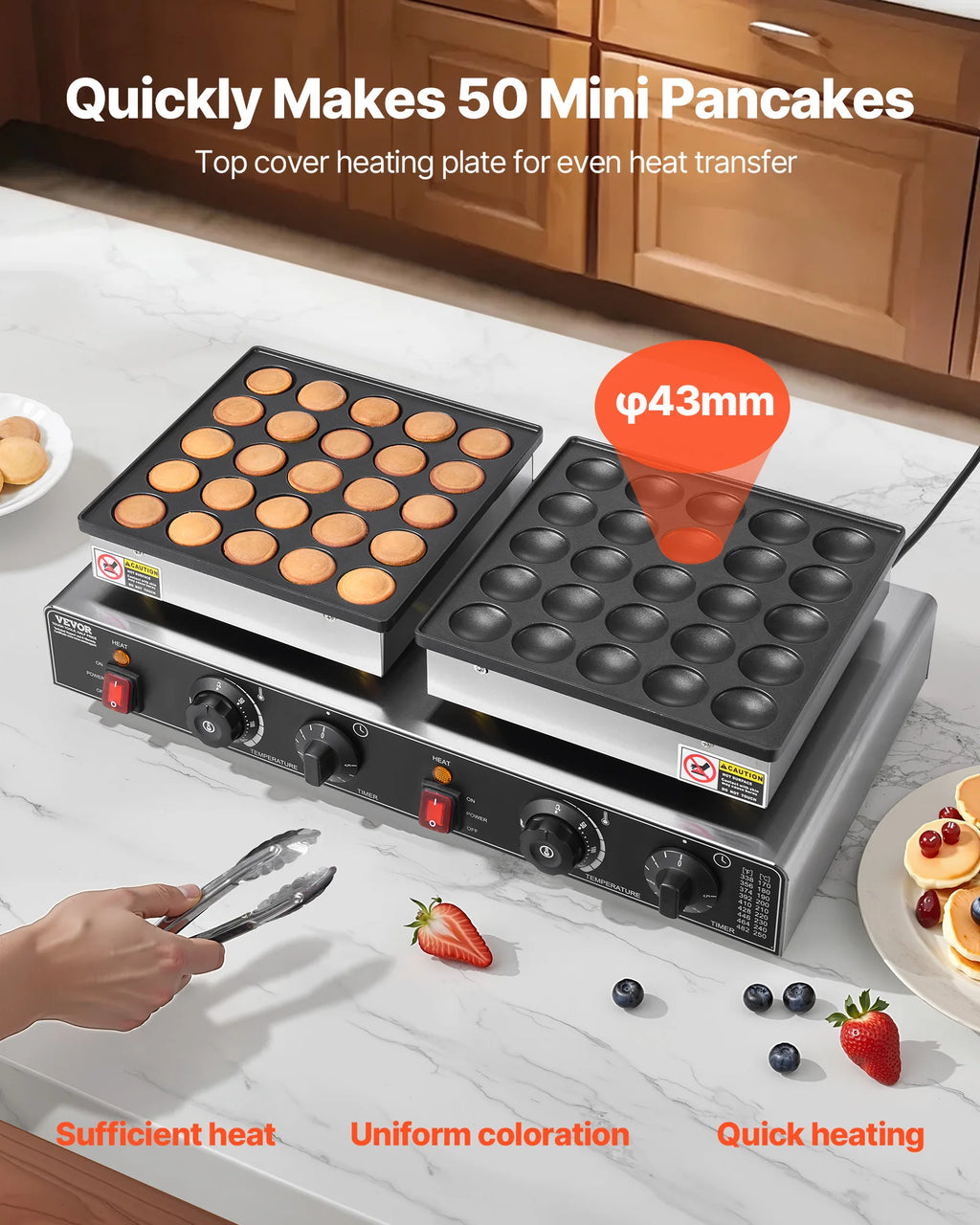 Mini Pancake/Waffle Maker, Non-stick 1800W