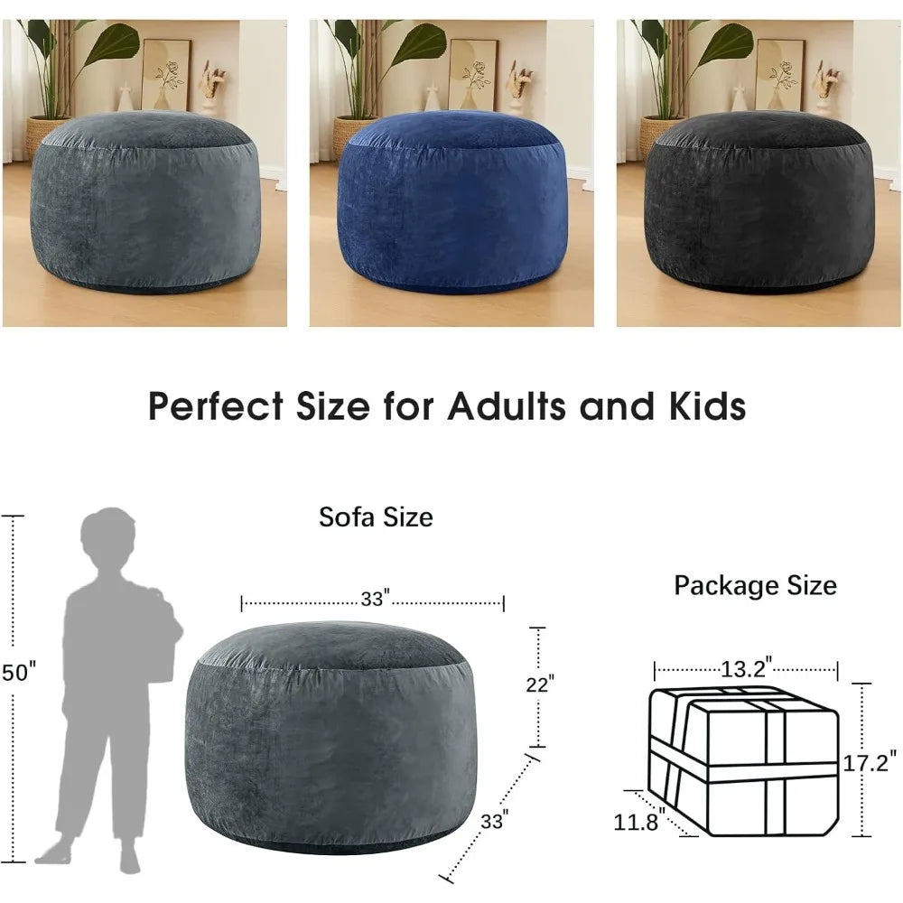 3 Feet Bean Bag Chair - BeanBag Chairs for Adults, Living Room Furniture Sofa with Soft Micro Fiber Cover  Fast shipping