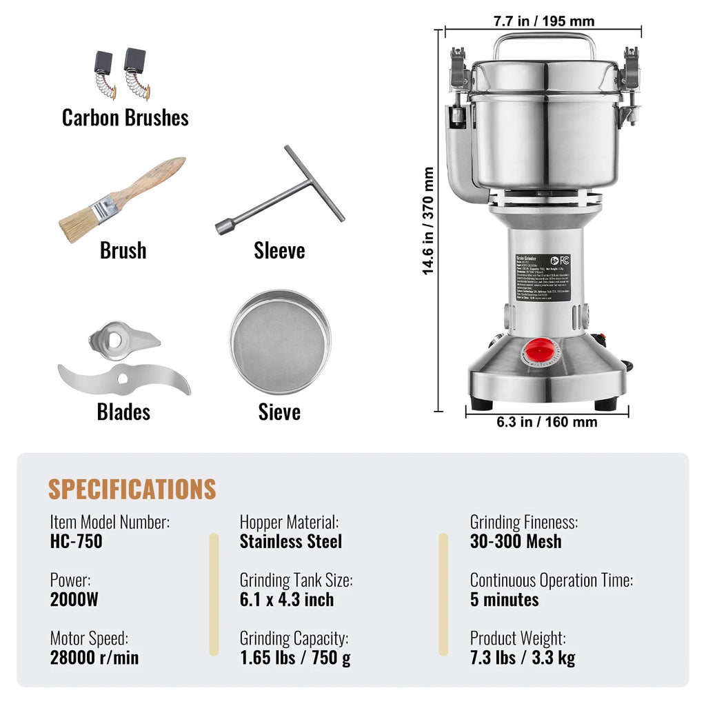 Grain Mill Grinder, Spices Herbs Grains Spices Cereals Coffee Corn