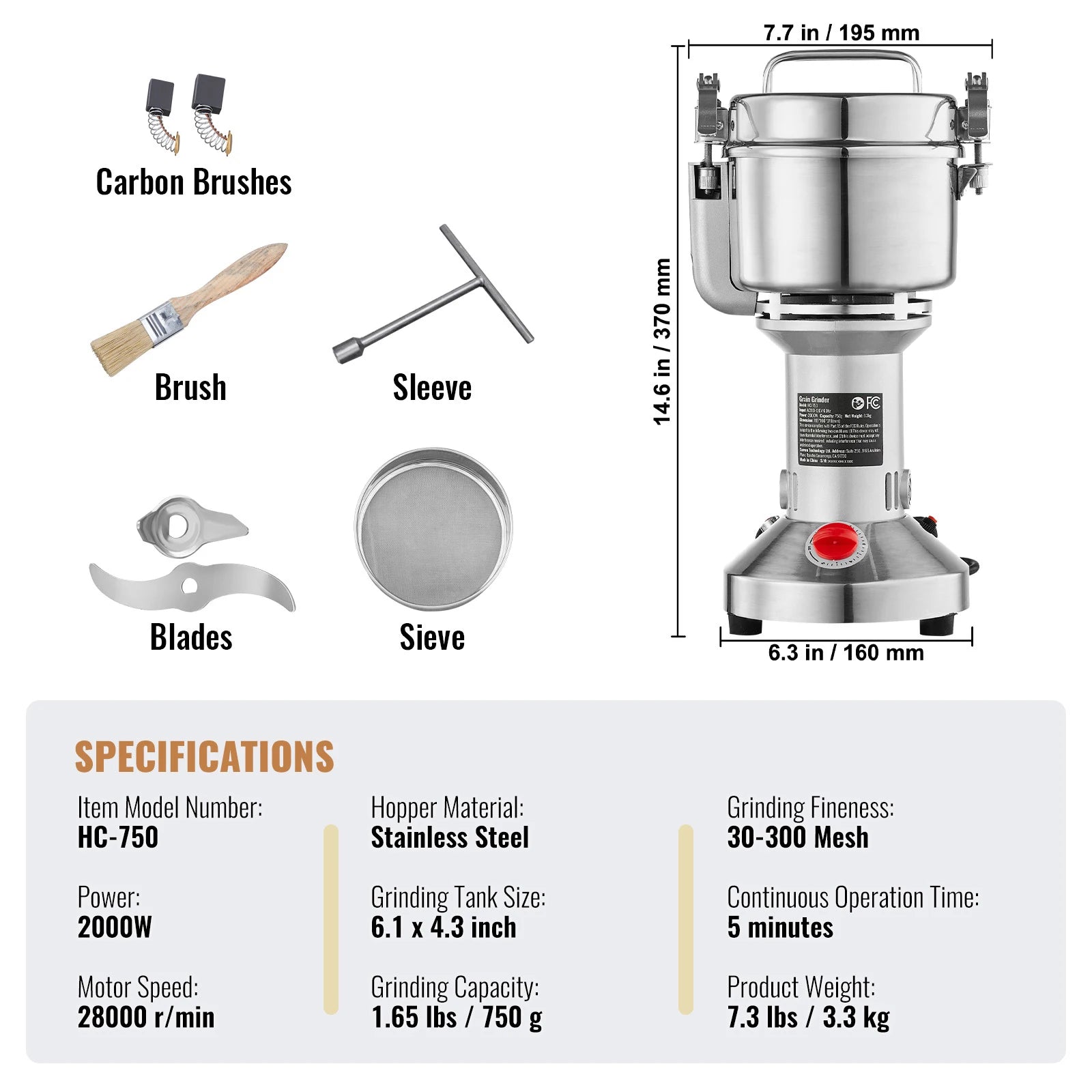 Grain Mill Grinder, Spices Herbs Grains Spices Cereals Coffee Corn