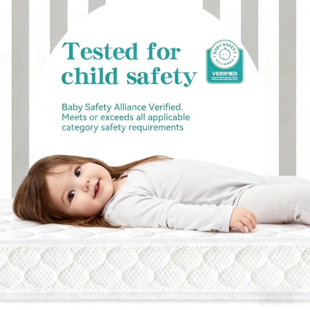 Dual-Sided Crib Mattress– 52" x 27.6" x 5",Knitted Fabric,Absorbent and Breathable, Fits Standard Full-Size Cribs & Toddler Beds