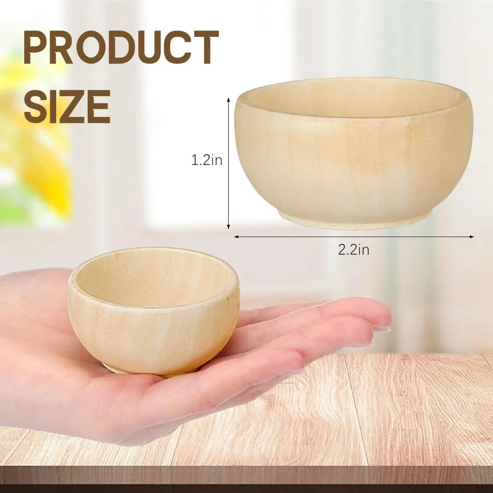 Mini Bowls, Small 40 Pcs Unfinished Wood
