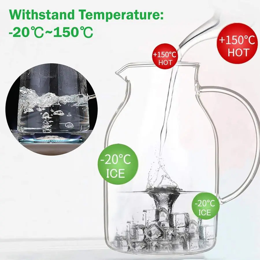 Water Filter Pitcher, Hot Cold Glass 105 oz