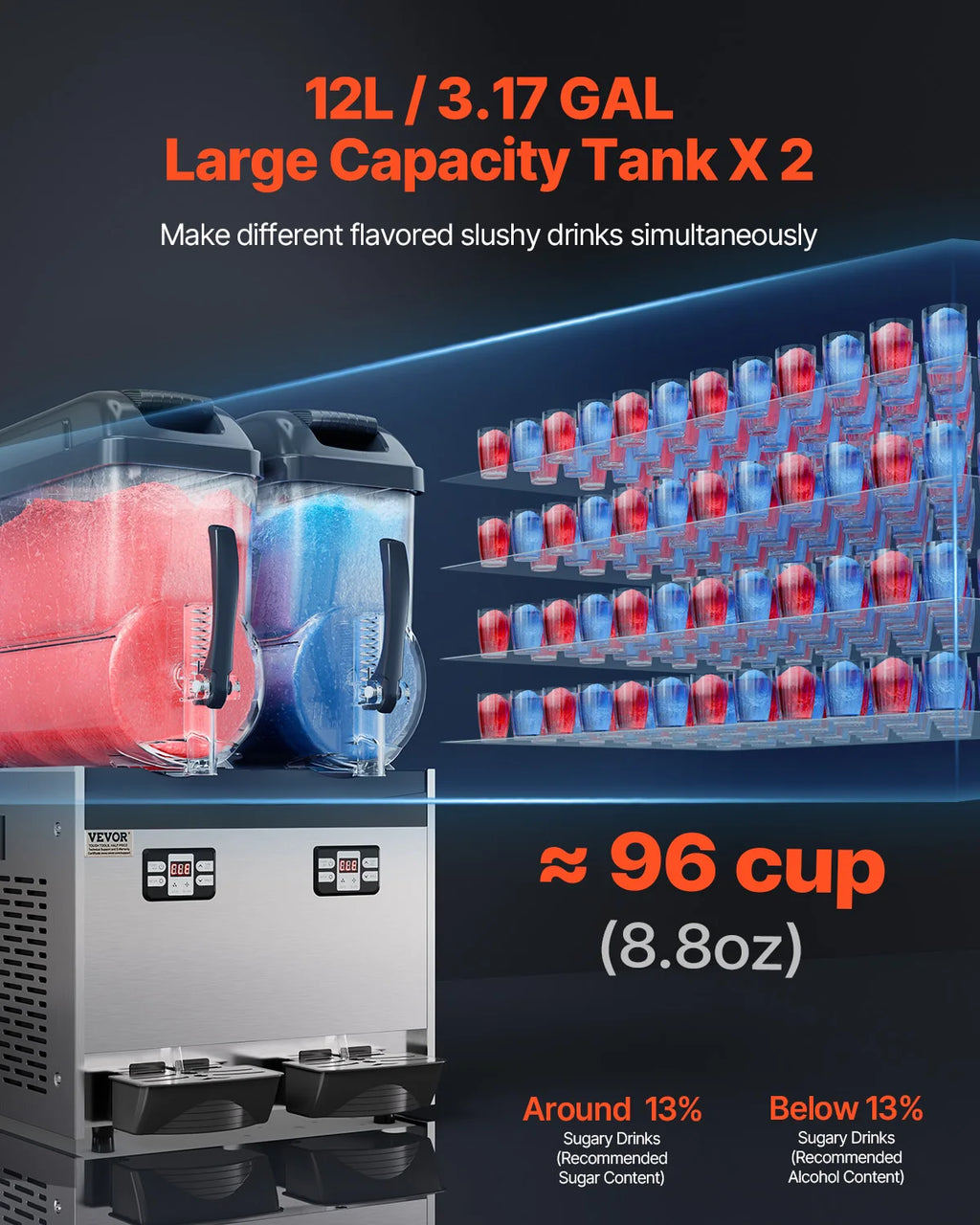 Slushy Machine, 1-3 Tanks Stainless Margarita Smoothie Frozen Drink Maker