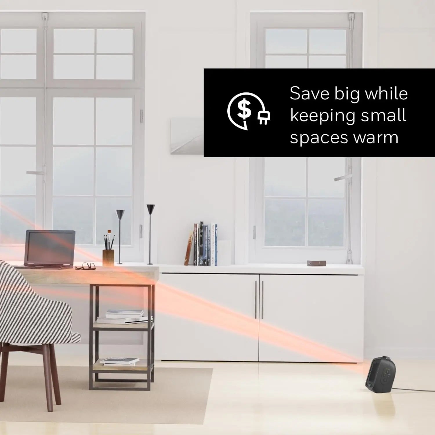 Space Heater, Compact Ceramic Quiet w/ Timer Black