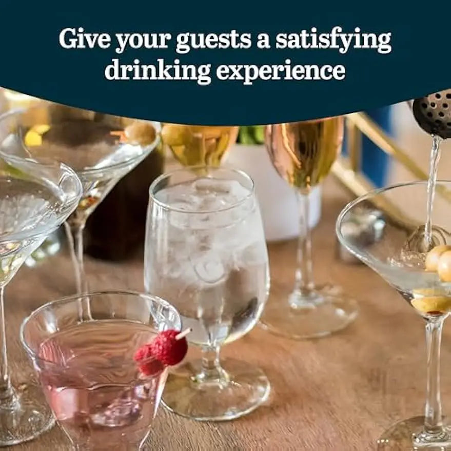Glasses, Set of 6, 16 oz Clear Stemmed Water Dishwasher Safe