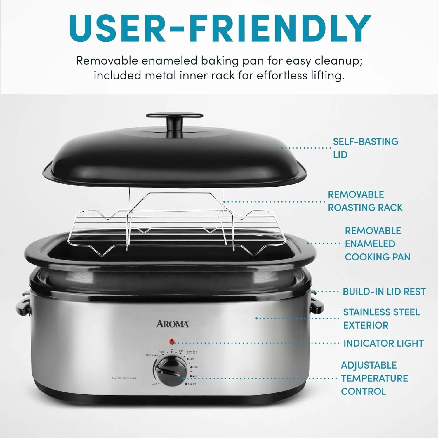 Roaster Oven, Electric Self-Basting, 20Qt. Fits 24-lb Turkey